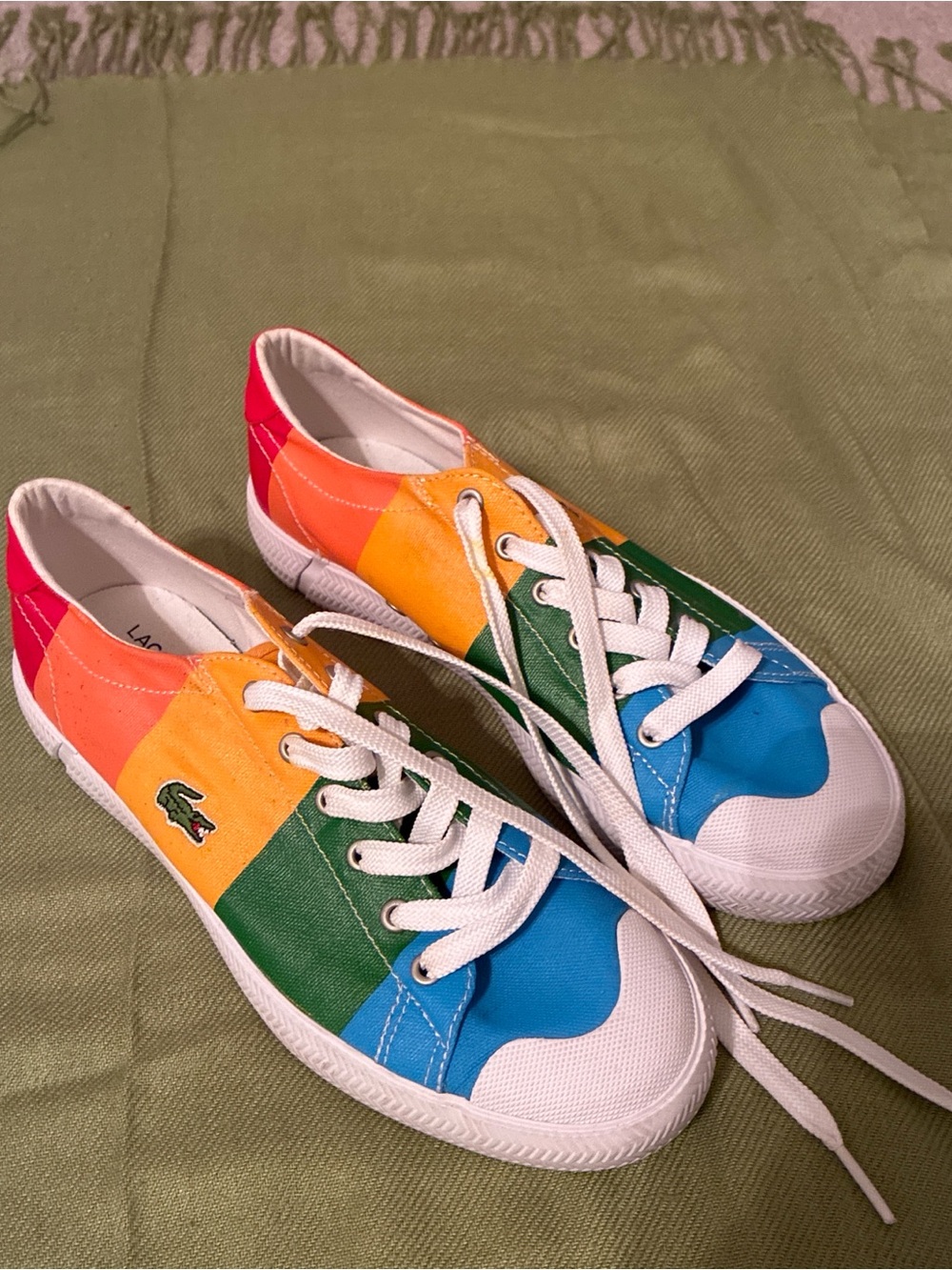 Lacoste Rainbow Canvas Lace-Up Sneakers